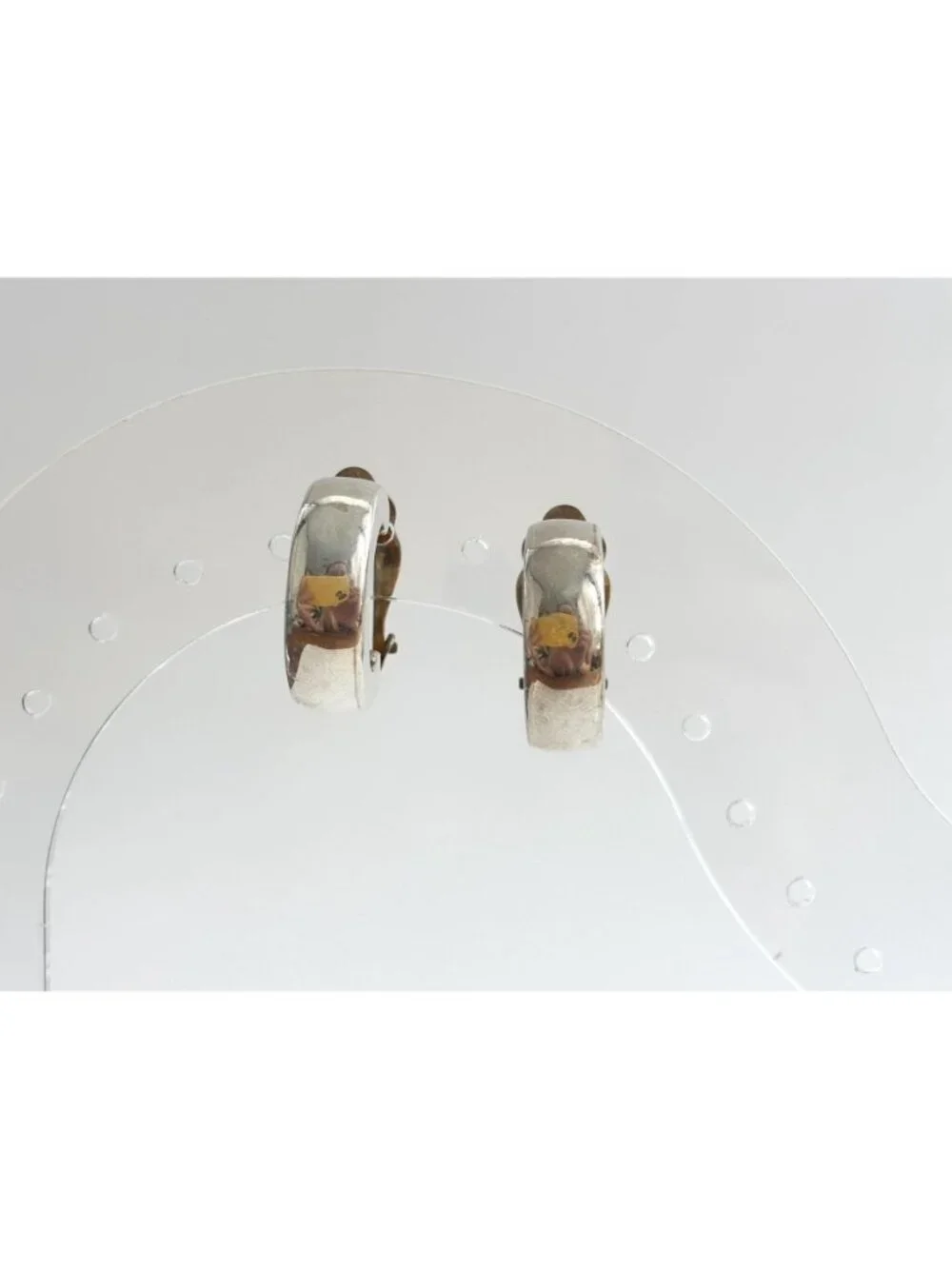 Zina Designer Signed Mini Hoop Vintage Sterling Silver 925 Clip On Earrings